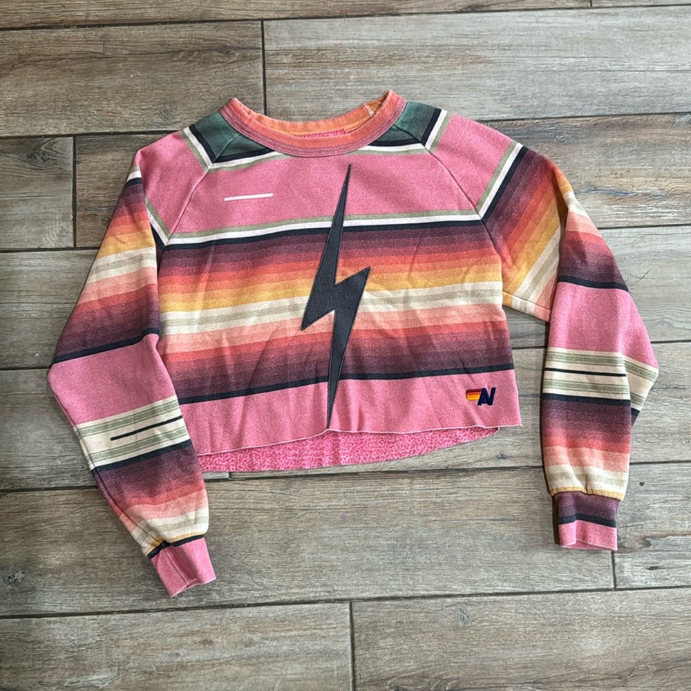 Aviator Nation Striped Cropped Sweater size Medium
